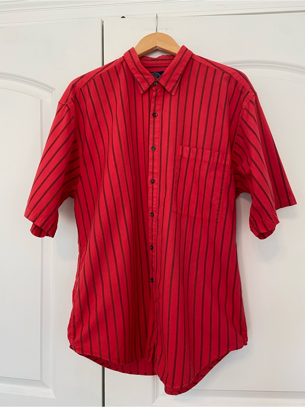 Vtg 90s GAP Red Black Striped Button Up Shirt Made USA Men’s L Grunge Skater